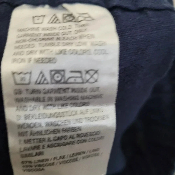 D&Co. Women's Wide Legs Pants Size 4X Blue Solid Linen Comfort Drawstring Pocket - Picture 4 of 10